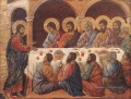Apparition pendant que les apôtres sont à la Table école siennoise Duccio